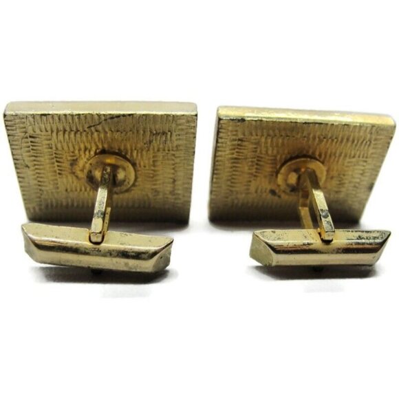 Rectangle Black & Pink Pat Pend Heavy Cufflinks Tux Shirt Dress Suit Vintage - Picture 9 of 9